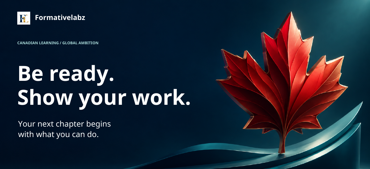 Course Viewbook 2026 cover: Be ready. Show your work. A sculptural red maple leaf.